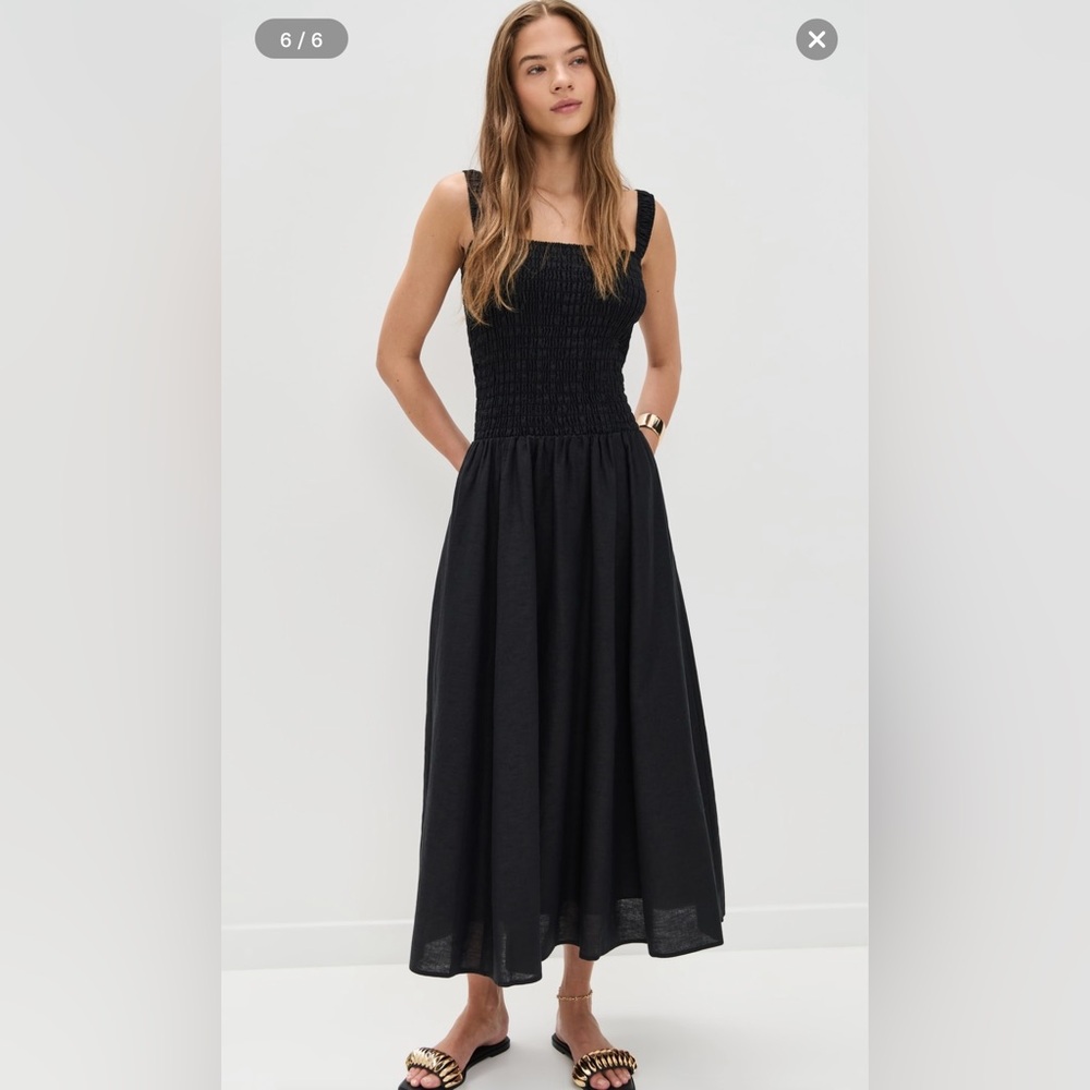 LeBop Anastasia Smocked Maxi Dress in Black - NWT
